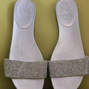 Vince Camuto Sparkling Silver Slide Sandals
